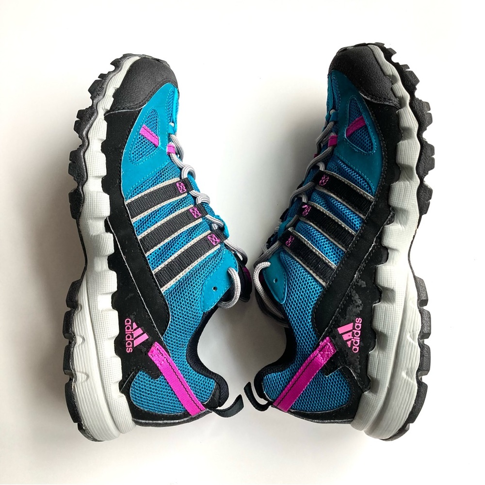 Adidas Women's Athletic Blue / Black/Pink Athletic Running Shoes Sneakers - Picture 4 of 7